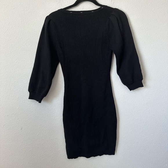 Live and Dot Brielle Black Ribbed Puff Sleeve Sweater Dress - Picture 6 of 6
